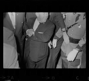Officials at Logan Airport during visit by President Lyndon B. Johnson