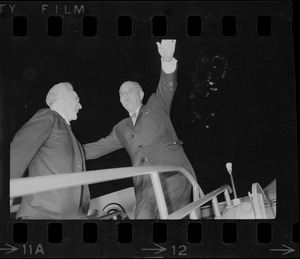 President Lyndon B. Johnson and House Speaker John W. McCormack at Logan Airport