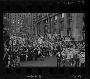 Crowd in Post Office Square for campaign address by President Lyndon Johnson