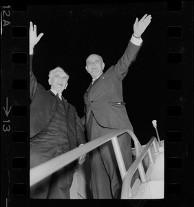 President Lyndon B. Johnson and House Speaker John W. McCormack at Logan Airport