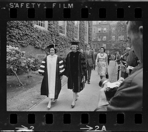 Lady Bird Johnson and Radcliffe President Mary I. Bunting at Radcliffe College Baccalaureate exercises