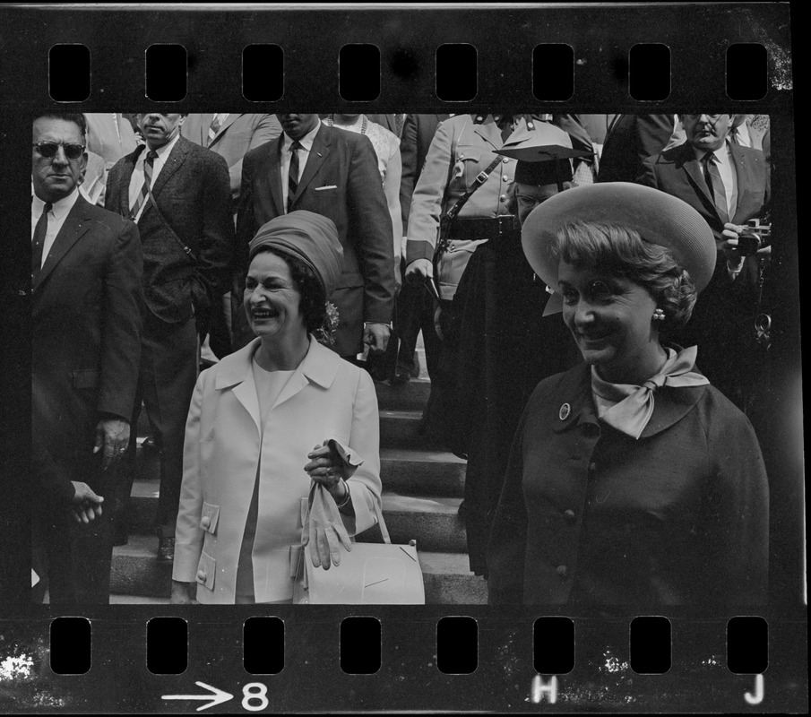 Lady Bird Johnson and Toni Peabody at Radcliffe College