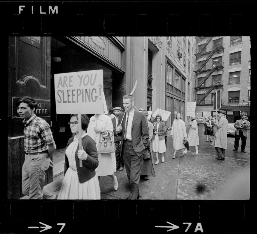 Anti-segregation protest at Boston School Committee headquarters