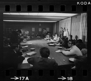 Press conference during occupation of Ford Hall by Black students