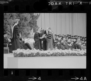 MIT president Howard W. Johnson, Dr. James R. Killian, and Gov. John Volpe at Johnson's inauguration