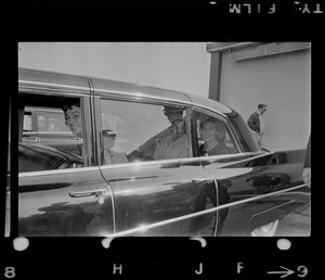 Mary E. Fantasia, Lady Bird Johnson, and Joan Kennedy in limousine at Logan Airport