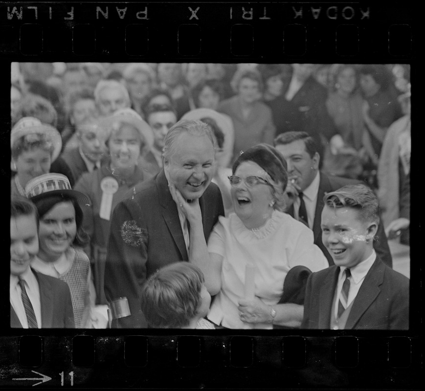 Boston Mayor John Collins with his mother, Margaret Collins, on the night of his re-election