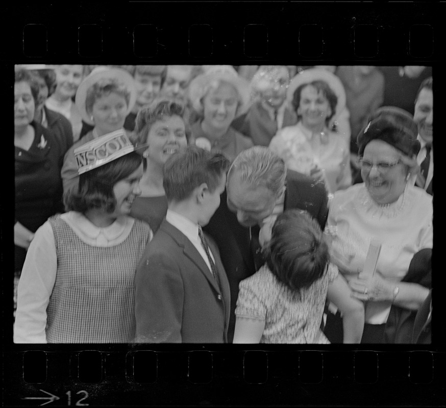 Boston Mayor John Collins with children and his mother, Margaret Collins, on the night of his re-election