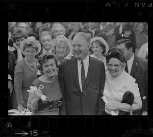 Mayor John Collins, elected to second term by wide margin, is joined by wife, Mary, and mother, Margaret Collins