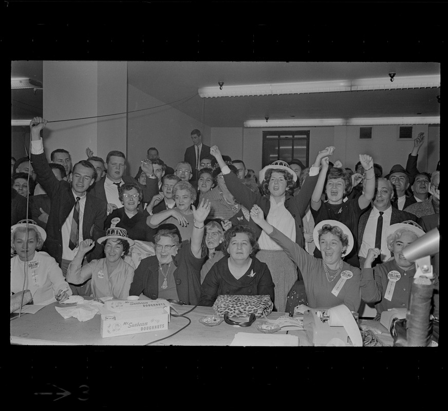 Supporters of Mayor John Collins at his campaign headquarters on night of his re-election