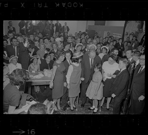 Mary Collins and Mayor John Collins with their children at his campaign headquarters on night of his re-election