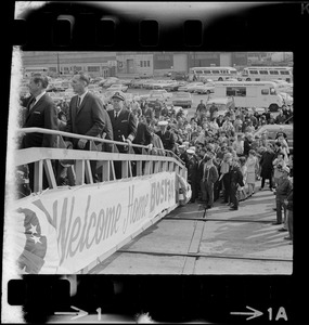 Crowd boarding U. S. S. Boston after its arrival at South Boston Naval Annex