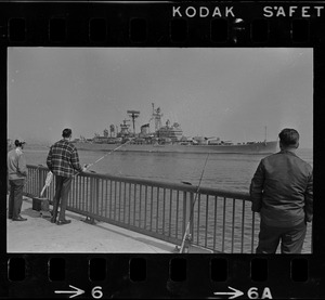 Guided missile cruiser U. S. S. Boston arriving at South Boston Naval Annex