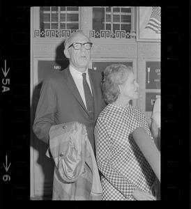 Dr. Benjamin Spock and Jane Spock after he was found guilty in "Boston Five" trial