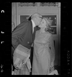Pediatrician-author Dr. Spock and his wife kiss shortly after he was found guilty of anti-draft conspiracy charges