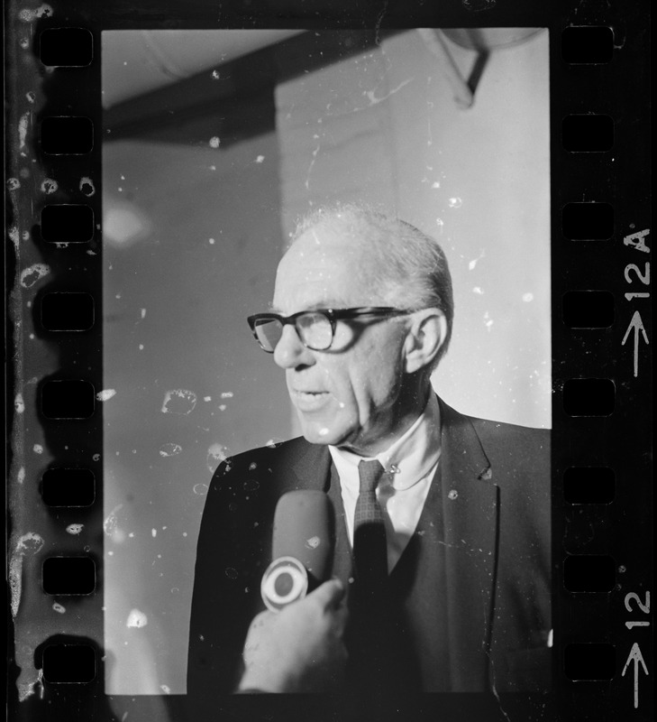 Dr. Benjamin Spock at "Boston Five" press conference at Arlington Street Church