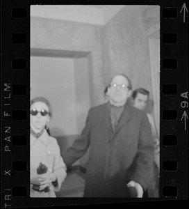 William Sloane Coffin at the Federal Building in Boston for arraignment of "Boston Five" on charges of aiding draft resisters
