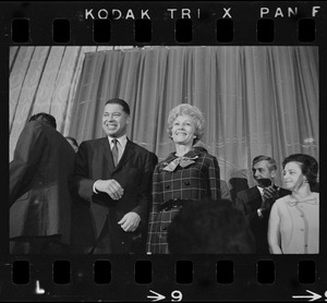 Sen. Edward Brooke and Pat Nixon during Richard Nixon campaign rally at Somerset Hotel
