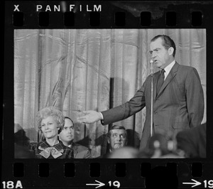 Pat Nixon and Richard Nixon during campaign rally at Somerset Hotel