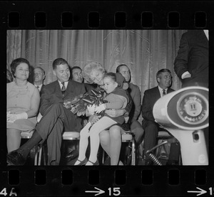 Jennie Volpe, Sen. Edward Brooke, and Pat Nixon at Richard Nixon campaign rally at Somerset Hotel