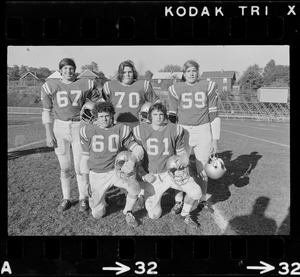 Arlington High School football players unidentified, Kevin Kilcoyne, Charles Ferris, Dan Lutz, and Richard Murray