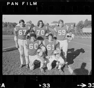 Arlington High School football players unidentified, Kevin Kilcoyne, Charles Ferris, Dan Lutz, and Richard Murray