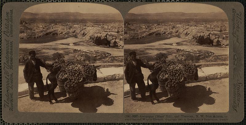 Areopagus (Mars' Hill), and Theseion, N.W. from Athens toward Sacred Way to Eleusis