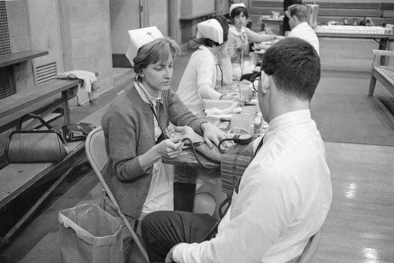 Southeastern Massachusetts Technological Institute students donating blood, New Bedford