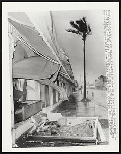 Miami Beach, Fla. -- This window of a Miami Beach hotel must be one of the first to bite the dust in the early morning winds created by Inez who changed course and is now heading toward South Florida.