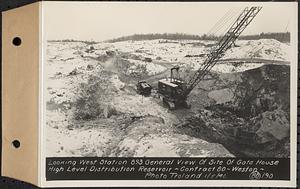 Contract No. 80, High Level Distribution Reservoir, Weston, looking west Sta. 893 general view of site of gatehouse, high level distribution reservoir, Weston, Mass., Jan. 5, 1940