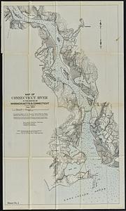 Map of Connecticut River in the states of Massachusetts & Connecticut