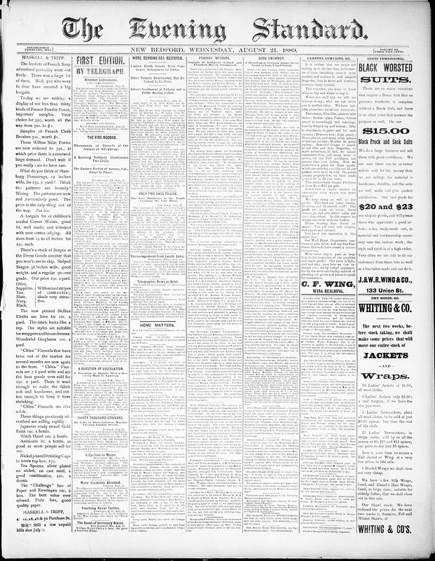 Evening Standard. August 21, 1889 Digital Commonwealth