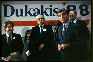 Boston: 1988 - Gov. Mike Dukakis speaks during his campaign for president