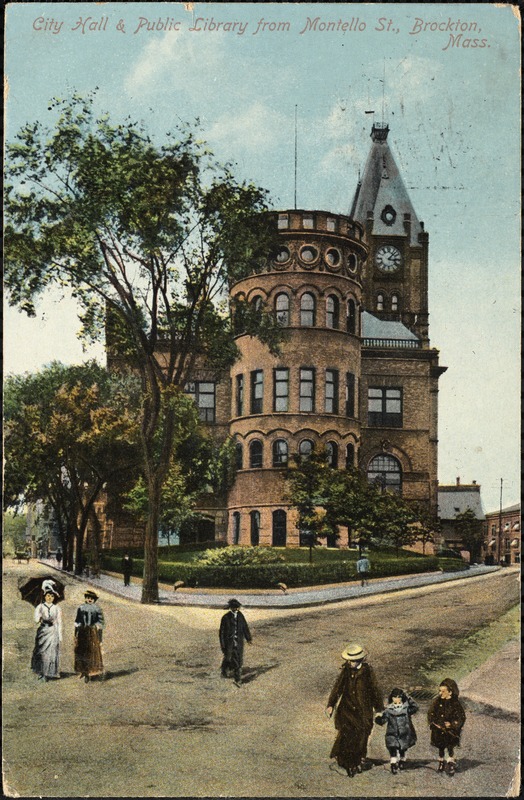 City hall & public library from Montello St., Brockton, Mass.