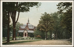 Public library and Main Street, Concord, Mass.