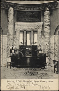 Interior of Field Memorial Library, Conway, Mass.