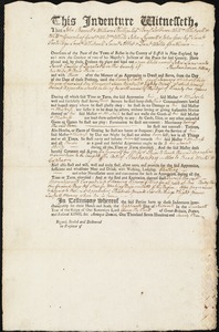 John Lane indentured to apprentice with Jacob Taylor of Dunstable, 18 November 1773