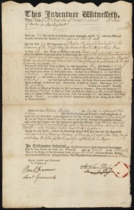 Robert McNear indentured to apprentice with Husey(?) [Hussey] of Nantucket, 4 March 1773