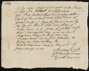 Robert Nicholson indentured to apprentice with Asa Douglass of Hancock, 5 February 1777