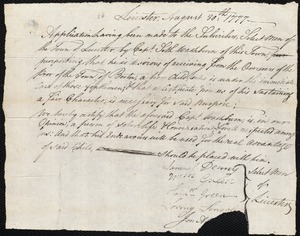 James Keeth Stewart indentured to apprentice with Seth Washburn of Leicester, 9 August 1777