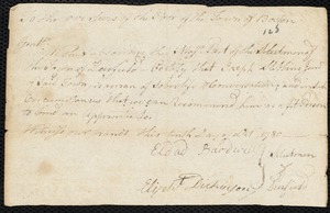 Charles Peirce indentured to apprentice with Joseph Stibbins of Deerfield, 21 February 1781