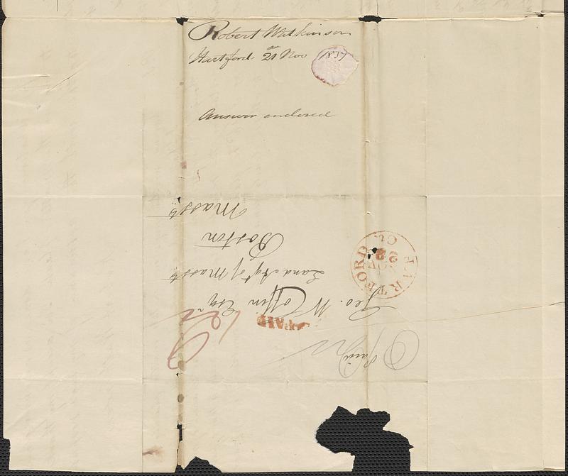 Robert Watkinson to George Coffin, 21 November 1837 - Digital Commonwealth