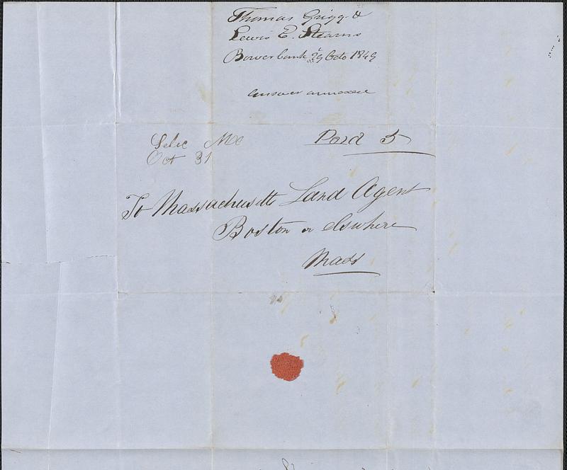 Thomas Grigg and Lewis E. Stearns to George Coffin, 29 October 1849 ...