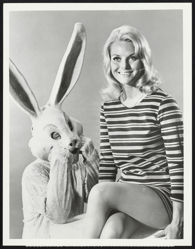 Lovely Sivi Aberg, one of ABC-TV's operation entertainment girls, becomes friends with a lucky Easter bunny. Sivi appears weekly on the traveling-variety show which airs Fridays from 8:30-9:30 PM, EST.