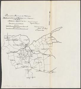 Plano de la provincia de Matanzas mostrando el camino de Matanzas á la Cidra
