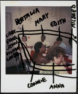 Bertalia, Mary, Edith, Anna, Connie at a table