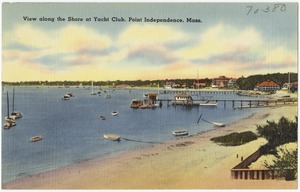View along the shore at Yacht Club, Point Independence, Mass.