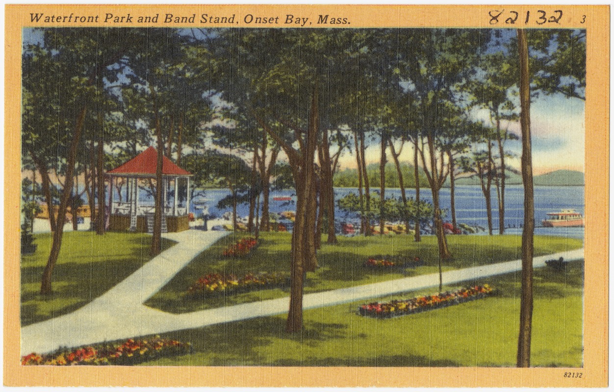 Waterfront Park and band stand, Onset Bay, Mass.