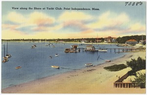 View along the shore at Yacht Club, Point Independence, Mass.