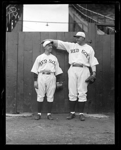 Red Sox tallest and shortest, Rabbit Warstler and Bob Kline, at Fenway